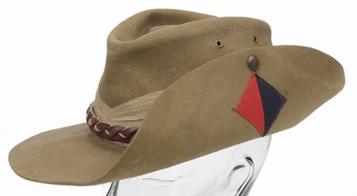 Lot 245 - Slouch Hat. WWII British jungle Royal Artillery slouch hat dated 1942