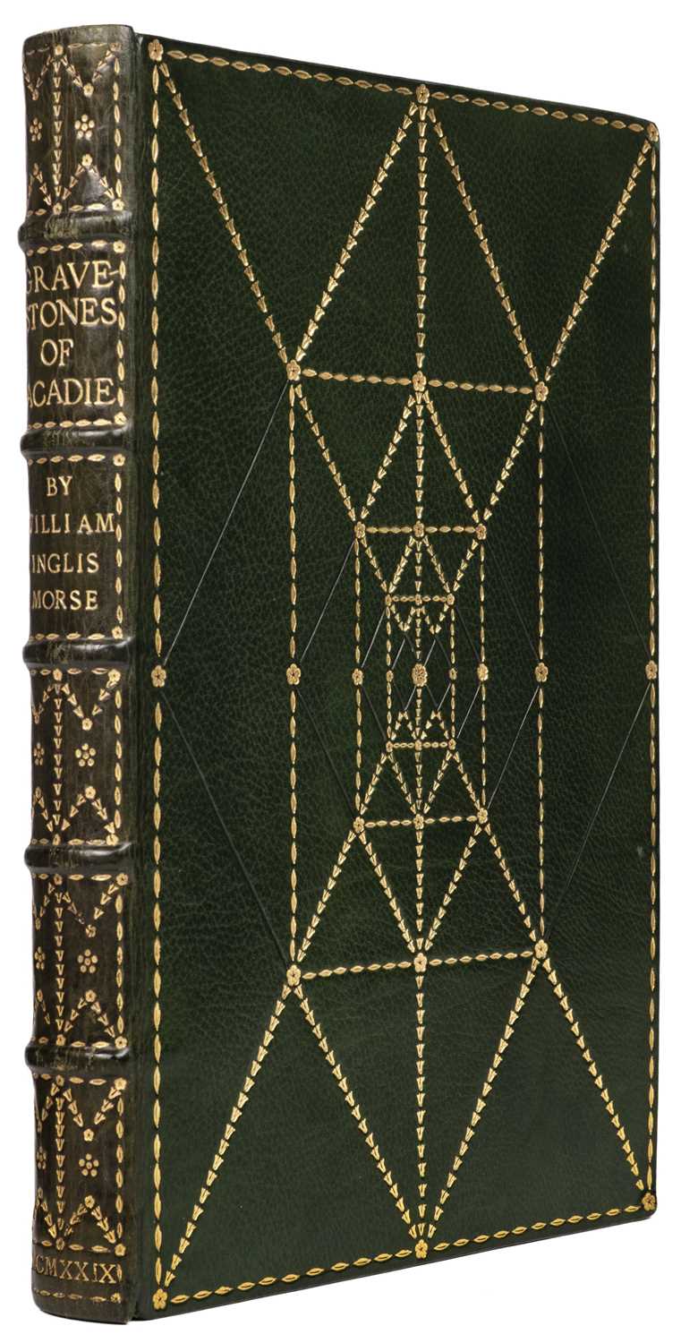 Lot 316 - Cockerell (Douglas, 1870-1945). Gravestones of Acadie, by William Inglis Morse, 1929, green full morocco