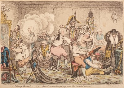 Lot 254 - Gillray (James). Gillray (James). Making Decent..., H. Humphrey, February 20th, 1806