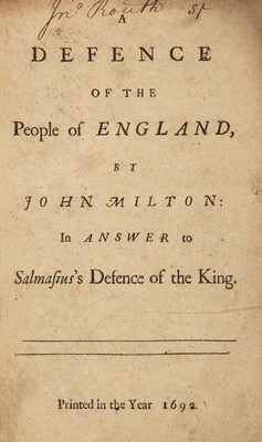 Lot 356 - Milton (John). A defence of the people of England..., 1692
