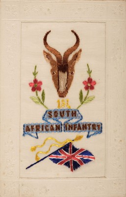 Lot 220 - Silks postcards. A group of 9 woven silk and three embroidered military postcards, pre-1920