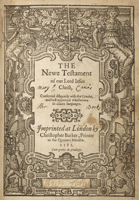 Lot 294 - Bible [English]. [The Bible. Translated according to the Ebrew and Greeke, 1585]