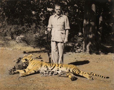 Lot 79 - India. An album containing 59 mounted gelatin silver prints of tiger hunting expeditions
