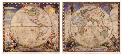 Lot 233 - World. Wyeth (N. C.). Map of Discovery. Eastern & Western Hemispheres, 1928