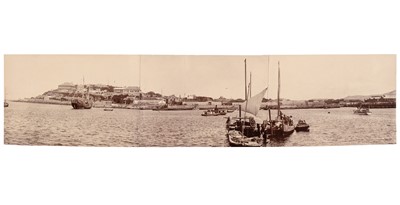 Lot 60 - China. A small three-part panorama of Chefoo [now Yantai], c. 1900