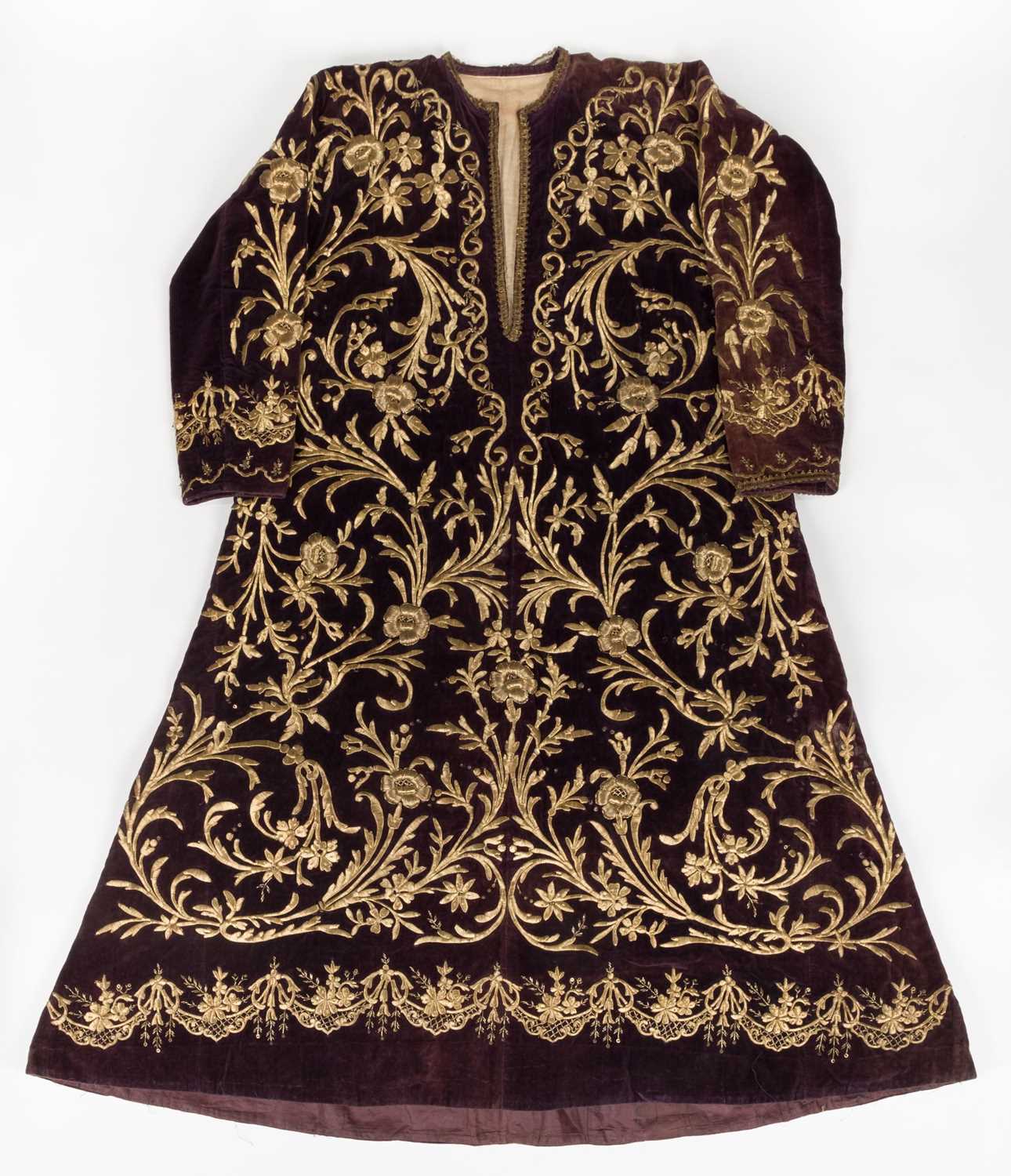 Lot 461 - Ottoman Embroidery. A fine metalwork embroidered kaftan once owned by Eric Clapton, 19th century