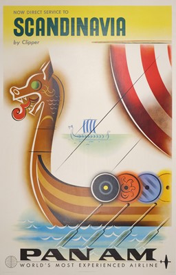Lot 246 - Pan Am – Now Direct Service, to Scandinavia by Clipper...,1958, offset lithographic poster