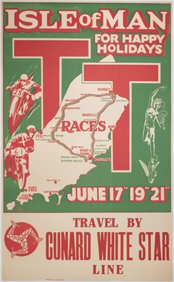 Lot 241 - Isle of Man for Happy Holidays. TT Races..., c. 1932, lithographic poster