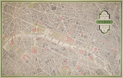 Lot 255 - View of the center of Paris taken from the air, birds-eye plan of the center of Paris