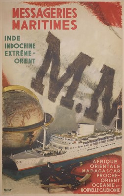 Lot 244 - Messageries Maritimes. Inde Indochine Extreme-Orient..., colour lithographic poster...