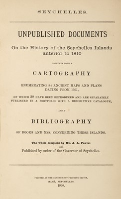 Lot 79 - Fauvel (Albert-Auguste). Unpublished Documents on the History of the Seychelles Islands..., 1909