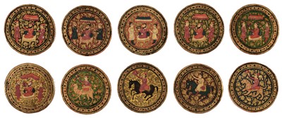 Lot 507 - Indian playing cards. Mogul Ganjifa, Kashmir, probably late 19th century