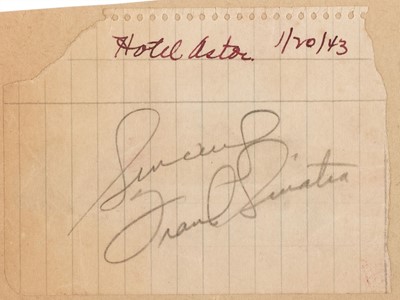 Lot 473 - Sinatra (Frank, 1915-1998). American singer and actor. An early pencil signature