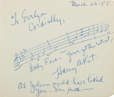 Lot 391 - Akst (Harry, 1894-1963), American songwriter. A rare Autograph Musical Quotation Signed