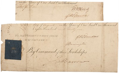 Lot 434 - Hardy (Thomas Masterman, 1769-1839), British Royal Navy officer..., Fragment of a naval document