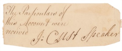 Lot 414 - Cust (John, 1718-1770), 3rd Baronet..., Ink Signature