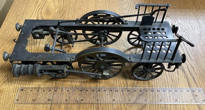 Lot 45 - Locomotive Model. A working model of the lower portion of a 2-2-2 locomotive, 19th-century