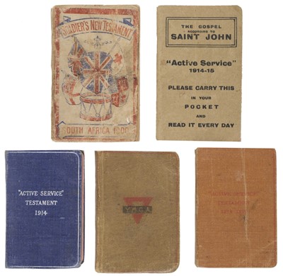 Lot 49 - Boer War & WWI. A collection of 5 New Testaments, c. 1900 - 1918