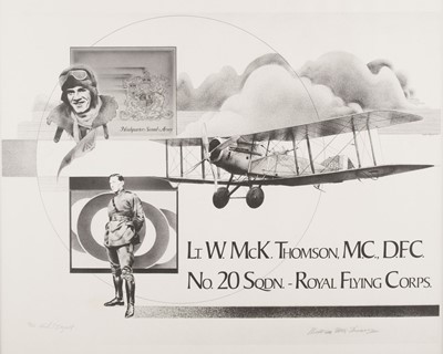 Lot 361 - Bryant (Richard). A pair of WWI Airman prints comprising, Lt. W. Mck. Thomson, M.C., D.F.C.