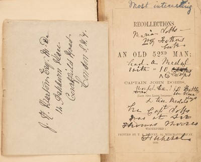 Lot 304 - Dobbs (Captain John ). Recollections of an Old 52nd Man, 1st edition, Waterford: T. S. Harvey, 1859