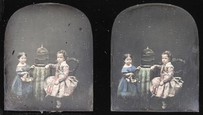 Lot 45 - Claudet (Anton François, 1797-1867). A group of 4 hand-tinted stereoscopic daguerreotypes