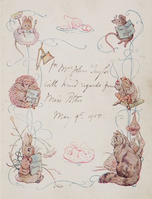 Lot 44 - Potter (Beatrix). The Tailor of Gloucester, circa 1908, inscribed by Beatrix Potter