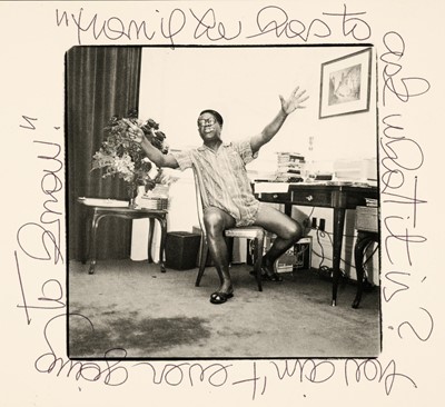 Lot 394 - Armstrong (Louis, 1901-1971), American jazz trumpeter and vocalist. Inscribed photographic print by Lisl Steiner, circa 1960