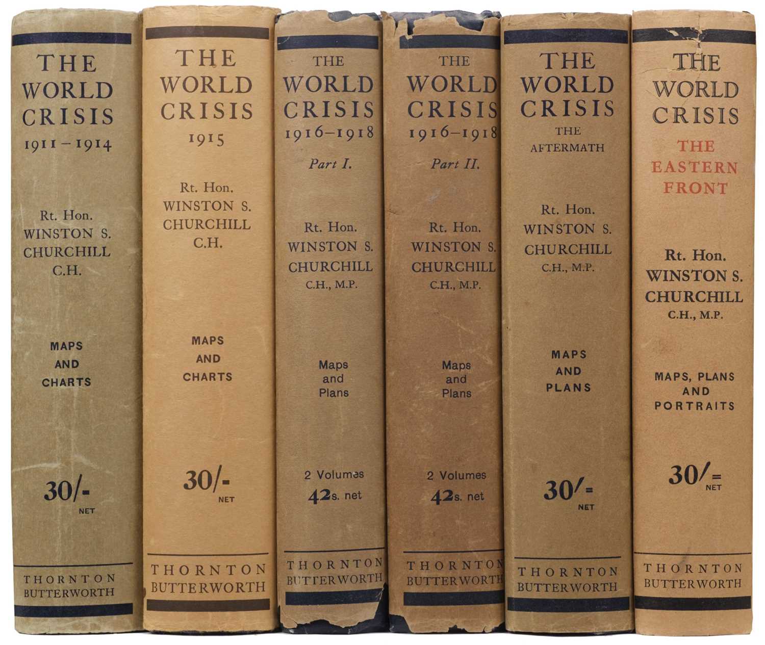 Lot 56 - Churchill (Winston S.). The World Crisis, 5 volumes bound in 6, 1st edition, 1923-31