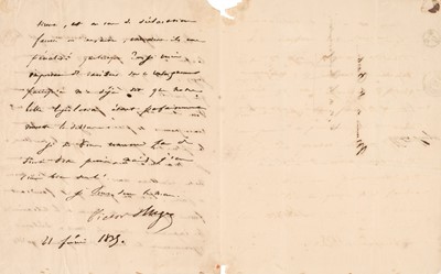 Lot 311 - Hugo (Victor, 1802-1885). Autograph Letter Signed, [Paris], 21 June 1839