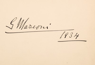 Lot 362 - Marconi (Guglielmo, 1874-1937). A bold black ink signature, 1934 + 6 others