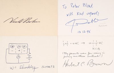 Lot 335 - Bohr (Niels, 1885-1962). A bold blue ink signature + 16 other scientist autographs