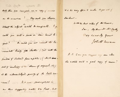 Lot 306 - Newman (John Henry, 1801-1890), English Catholic theologian..., Autograph Letter Signed