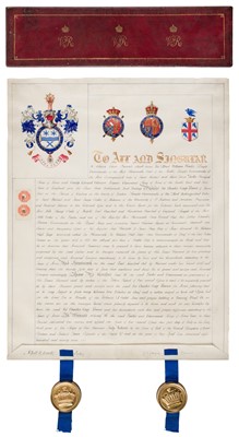 Lot 294 - Brown (Charles Gage, 1826-1908). Grant of Arms on vellum to Sir Charles Gage Brown, 1 July 1899