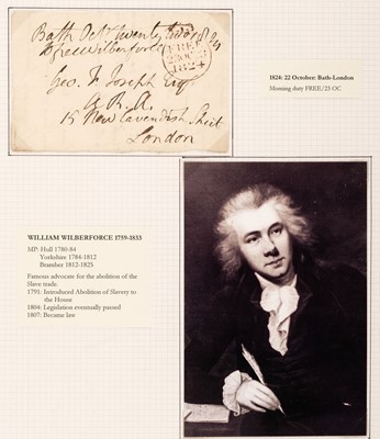 Lot 480 - Wilberforce (William, 1759-1833), British politician..., Autograph Free Front Signed