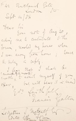 Lot 349 - Galton (Francis, 1822-1911), English polymath..., Autograph Letter Signed