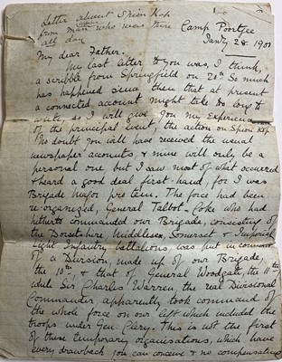 Lot 292 - Battle of Spion Kop. A manuscript eye-witness account..., 1901