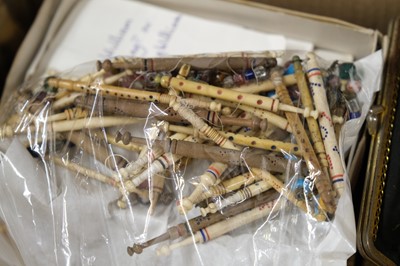 Lot 539 - Lace. A collection of bobbins and other lace-making accoutrements, 19th and 20th century