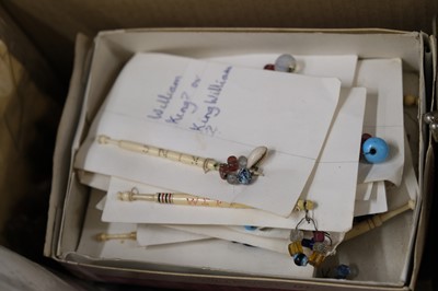 Lot 539 - Lace. A collection of bobbins and other lace-making accoutrements, 19th and 20th century