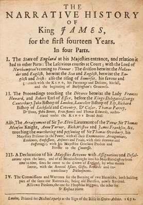 Lot 244 - James I (King of England). The Narrative History of King James for the first fourteen years..., 1651