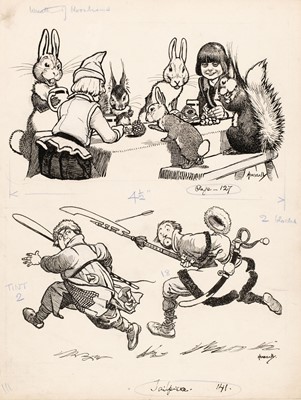 Lot 553 - Hassall (John, 1868-1948). Wreath of Moonbeams, circa 1932, two pen and ink vignettes
