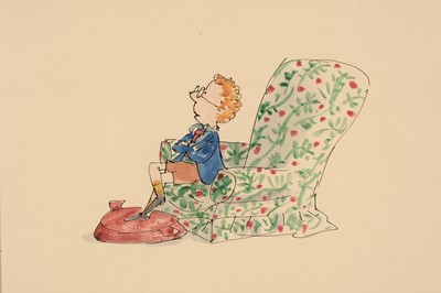 Lot 543 - Blake (Quentin, 1932-). Grimble sitting in a Floral Armchair, drawn for Jackanory, circa 1971
