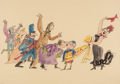 Lot 542 - Blake (Quentin, 1932-). Grimble at a Fiesta, original illustration, circa 1971