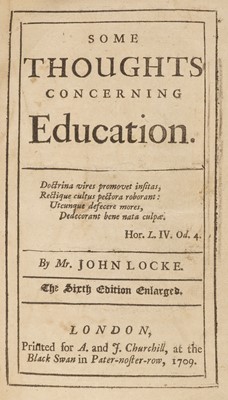 Lot 272 - Locke (John). Some Thoughts concerning Education, 6th edition, enlarged, 1709