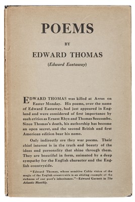 Lot 792 - Thomas (Edward). Poems by Edward Thomas, 1st US edition, 1917