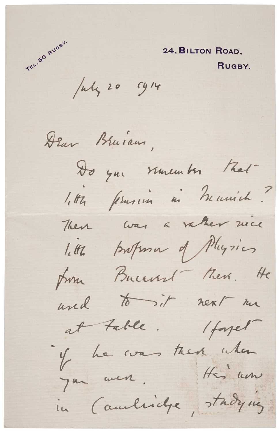 Lot 264 - Brooke (Rupert Chawner, 1887-1915), English poet. Autograph Letter Signed, ‘Rupert Brooke’