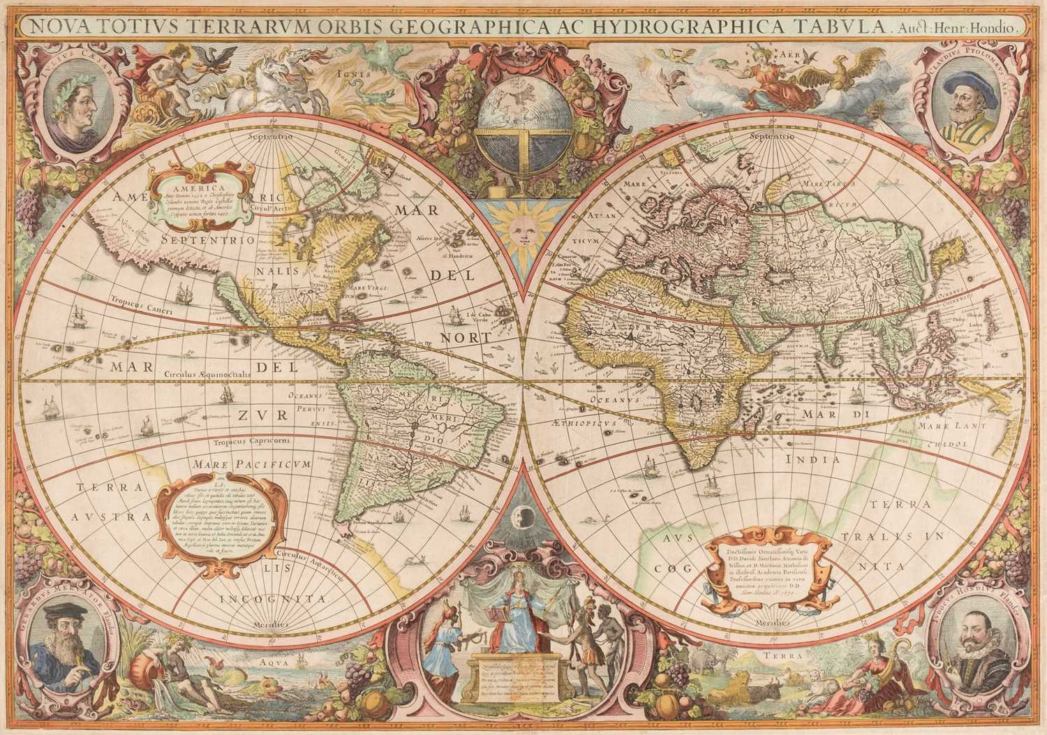 Lot 151 - World. Hondius (Henricus), Nova totius Terrarum Orbis Geographica..., circa 1636