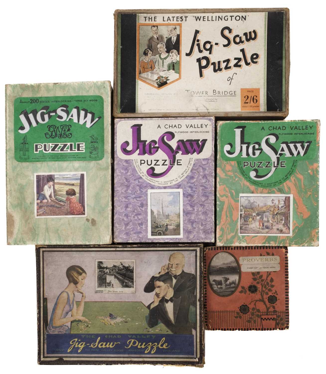 Lot 473 - Jigsaw Puzzles. A small collection of 40 Chad Valley jigsaw puzzles, mainly early 20th century