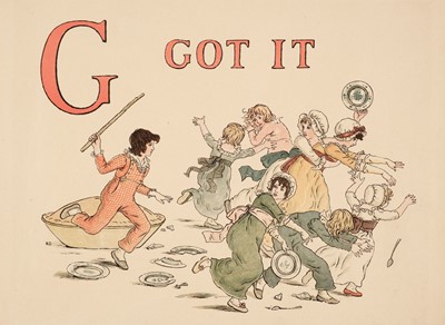 Lot 552 - Greenaway (Kate). A Apple Pie, a collection of 9 colour woodblock prints, circa 1886
