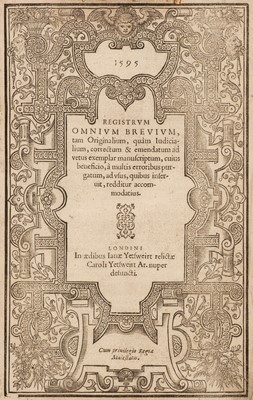 Lot 226 - Rastell (William, editor). Registrum Omnium Brevium, tam Originalium, quam Judicialium..., 1595
