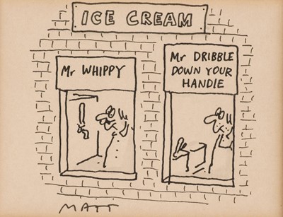 Lot 561 - Pritchett (Matt, 1960 -). "Ice Cream.", titled cartoon, pen and black ink, signed 'Matt' lower left